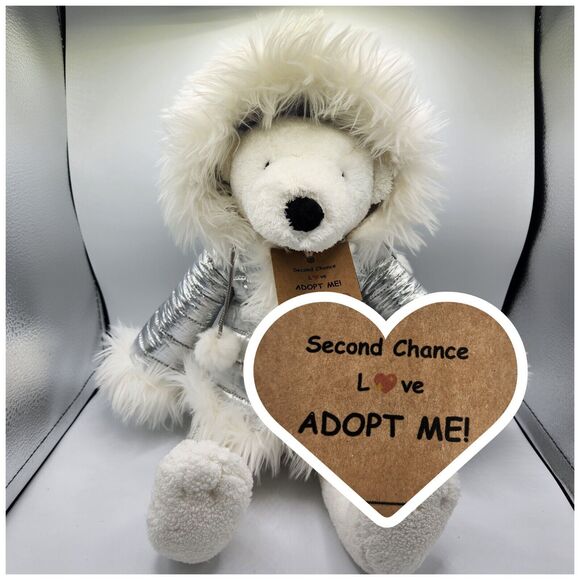 Bath & Body Works Igloo Polar Bear Plush 16" White With Silver Coat - Picture 1 of 13